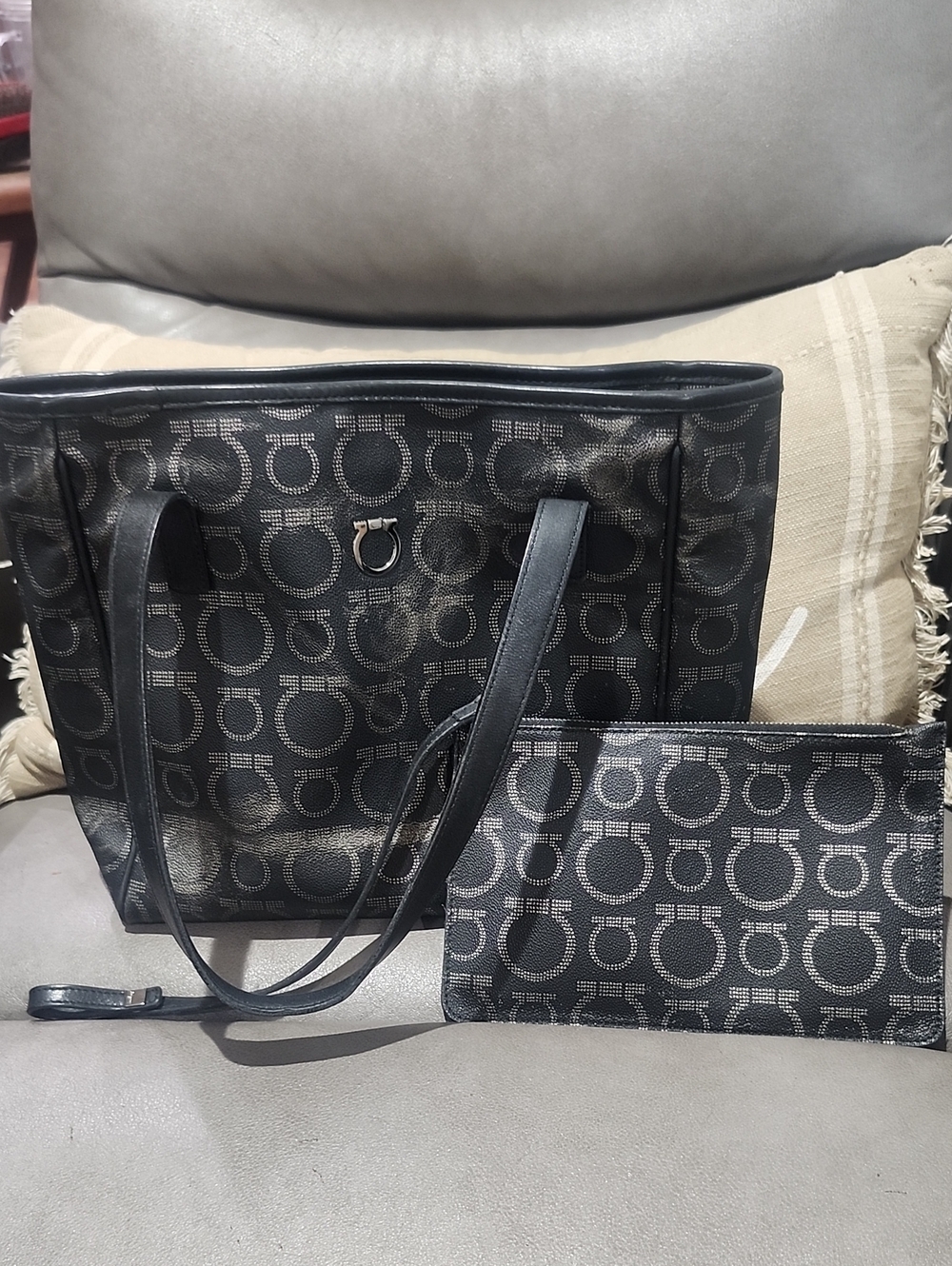Salvatore Ferragamo Gancini PatternTote Bag with Wristlet - Picture 1 of 10